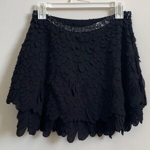 Elegant Black Scalloped Layered Skirt